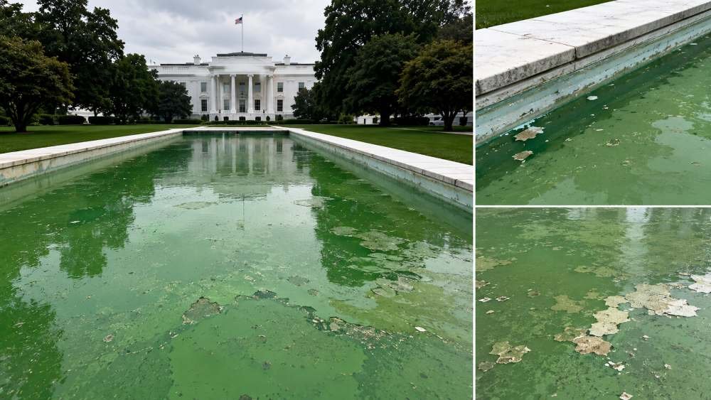 Trump's $16 Million Reflecting Pool Turned Green and Started Peeling